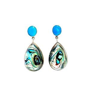 Arizona Turquoise Abalone Sterling 925 Silver Dangle Earrings